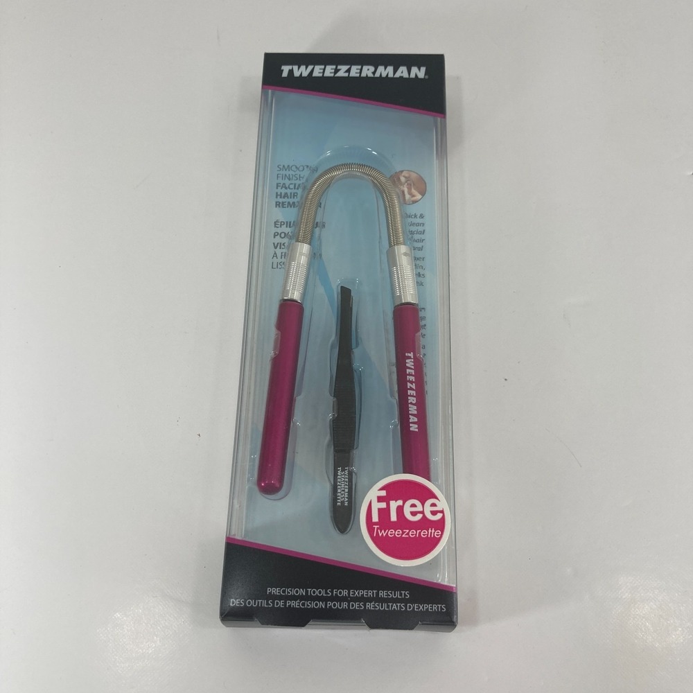NEW Tweezerman Smooth Finish Facial Hair Remover Pink + Tweezerette
